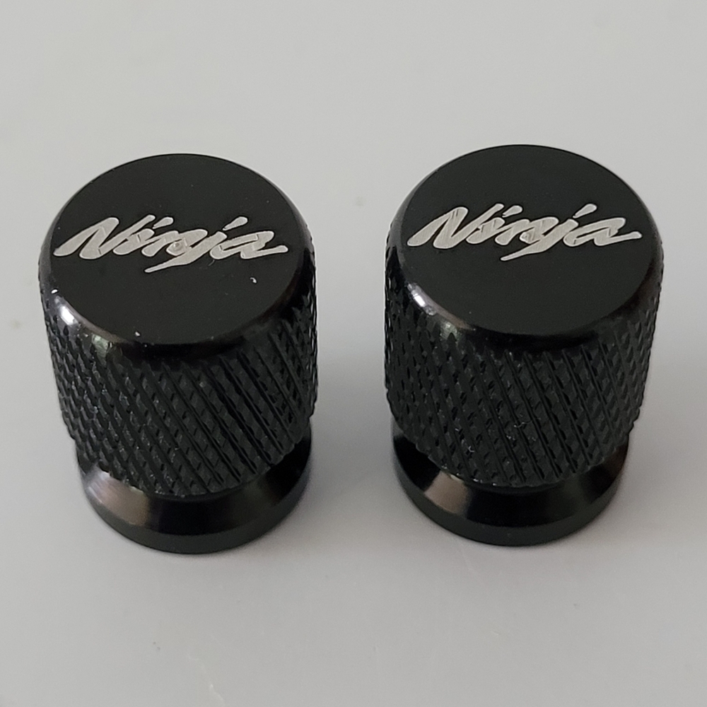 (2) NINJA Tire Valve Stem Cover Cap Plugs For Kawasaki Ninja 250 300 400 650. En